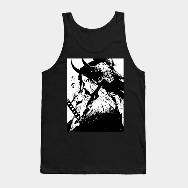 Cyberpunk Vaporwave Japanese Samurai Warrior Asian Girl Ninja Manga Aesthetic Anime Streetwear Goth Grunge Tank Top by Neon Bang Bang